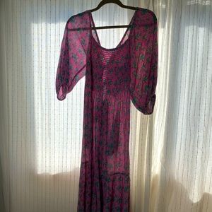 UO Lottie Floral Tie-Back Midi Dress